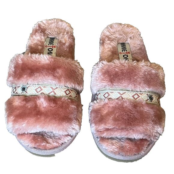 Minnetonka London Plush Slide‎ Slipper Pink Ultrasoft Womens 5 - Picture 1 of 8